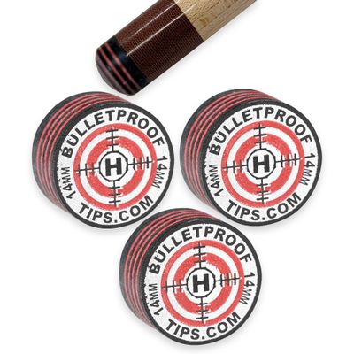 Bulletproof Billiards AIM (Accuracy Improving Multi-Layer) 11 Layer Laminated Japanese Pigskin Playing Tip - Pool Stick Tips, Billiard Set Accessories - 3 Pack (Hardness: Hard)