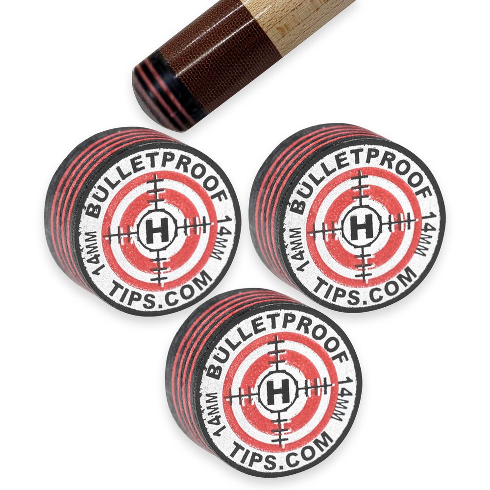 Bulletproof Billiards AIM (Accuracy Improving Multi-Layer) 11 Layer Laminated Japanese Pigskin Playing Tip - Pool Stick Tips, Billiard Set Accessories - 3 Pack (Hardness: Hard)