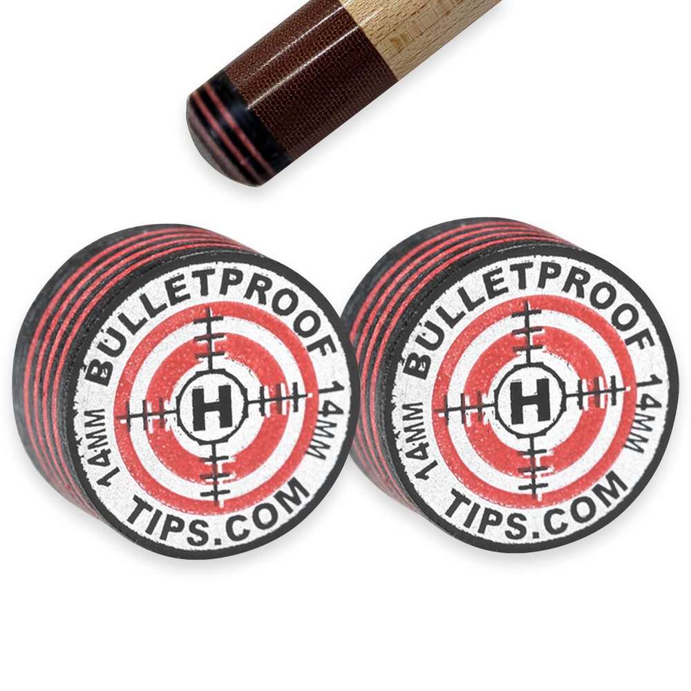 Bulletproof Billiards AIM (Accuracy Improving Multi-Layer) 11 Layer Laminated Japanese Pigskin Playing Tip - Pool Stick Tips, Billiard Set Accessories - 2 Pack (Hardness: Hard)