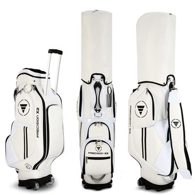 ACXZ Golf Cart Bag with 8 Way Organizer Divider Top, Golf Carry Bag, Waterproof PU Club Storage Bag for Men Women (White/Blue/Black)