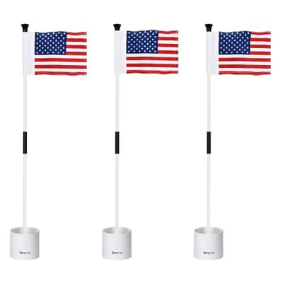 KINGTOP Golf Flagstick Mini, Putting Green Flag for Yard, 3 Feet Flagpole 2-Section Design, Golf Pin Flags Hole Cup Set, 4" Putting Cup, 3-Pack