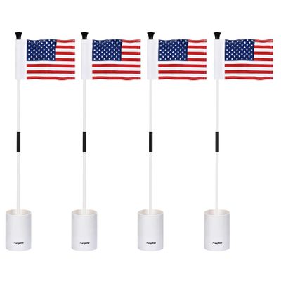 KINGTOP Golf Flagstick Mini, Putting Green Flag for Yard, 3 Feet Flagpole 2-Section Design, Golf Pin Flags Hole Cup Set, 6" Putting Cup, 4-Pack