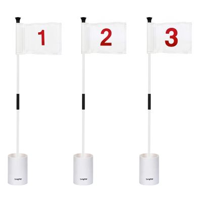 KINGTOP Golf Flagstick Mini, Putting Green Flag for Yard, 3 Feet Flagpole 2-Section Design, Golf Pin Flags Hole Cup Set, 6" Putting Cup, Numbered# 1-3