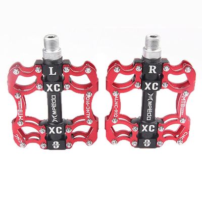 CATAZER Bike Pedals Bicycle Platform Flat Pedals Cycling 3 Bearings Aluminum Alloy Pedal for Road Mountain BMX MTB 9/16 (Red)