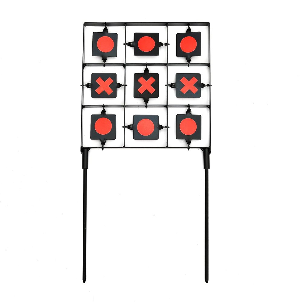 Atflbox Spinning BB Gun Target, Two Styles of Sticker Tic-Tac-Toe Designed Airsoft Resetting Target for Outdoor and Backyard