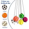 Skylety 6 Pcs Wrist Return Ball on a String 1.85 Inch Rebound Sport Balls with Elastic Strap Soccer Basketball Baseball Practice Party Favors Wrist Exercise and Fun Play for Kids Adults view 4