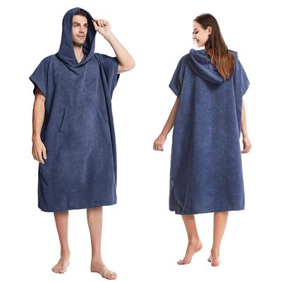 MUTAO Surf Swimming Poncho Changing Robe,Quick Dry Microfiber Changing Towel with Pocket and Hood for Outdoor Indoor (Navy)