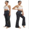 BUBBLELIME 29"/31"/33"/35"/37" Women High Waist Bootlegs Yoga Pants Tummy Control Bootcut Workout Flared Out Pockets - Compression Feel Side Pockets_DIMGRAY BRUSHCAMO Large 35" Inseam view 3