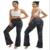 BUBBLELIME 29"/31"/33"/35"/37" Women High Waist Bootlegs Yoga Pants Tummy Control Bootcut Workout Flared Out Pockets - Compression Feel Side Pockets_DIMGRAY BRUSHCAMO Large 35" Inseam view 4