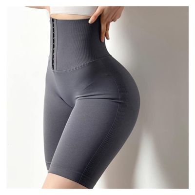JBIVWW Pants High Waist Trainer Slimming Tummy Control Panties Butt Lifter Sports Legging Long Fitness Tights Shapewear (Color : Knitted Grey Shorts, Size : Medium)