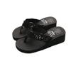 Saohuo Summer Women's Sequins Anti-Slip Flip flops Wedges Platform Sandals Indoor Outdoor Heighten Slipper, Black, 7.5 view 1