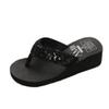 Saohuo Summer Women's Sequins Anti-Slip Flip flops Wedges Platform Sandals Indoor Outdoor Heighten Slipper, Black, 7.5 view 2