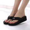 Saohuo Summer Women's Sequins Anti-Slip Flip flops Wedges Platform Sandals Indoor Outdoor Heighten Slipper, Black, 7.5 view 3