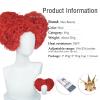 LABEAUT Red Heart of Queen Cosplay Wig with Crown Women Girls Short Curly Wig Heat Resistant Synthetic Hair for Halloween Christmas Party with Cap view 2