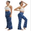 BUBBLELIME 29"/31"/33"/35"/37" Women High Waist Bootlegs Yoga Pants Tummy Control Bootcut Workout Flared Out Pockets - Compression Feel Side Pockets_Navy BRUSHCAMO X-Large 31" Inseam view 3