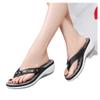 Women's Metal Crystal Wedges Flip Flops Non-slip Platform Slipper Casual Sandals Ladies Comfortable Breathable Shoes view 2