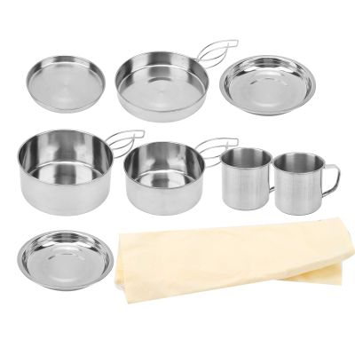 Camping Cook Set, Camping Cookware Mess Kit Cooking Equipment Cookset 8Pcs for Outdoor for Picnic for Backpacking for Hiking