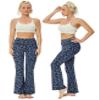BUBBLELIME 29"/31"/33"/35" 4 Styles Women's Tummy Control Bootcut Yoga Pants - Side Pockets_Navy_Leopard M-31 Inseam view 3