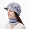 3-Pieces Winter Hat Gloves Scarf Set, Knit Warm Beanie Hat Neck Warmer Touch Screen Mittens for Women, Grey view 2