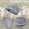 3-Pieces Winter Hat Gloves Scarf Set, Knit Warm Beanie Hat Neck Warmer Touch Screen Mittens for Women, Grey view 3