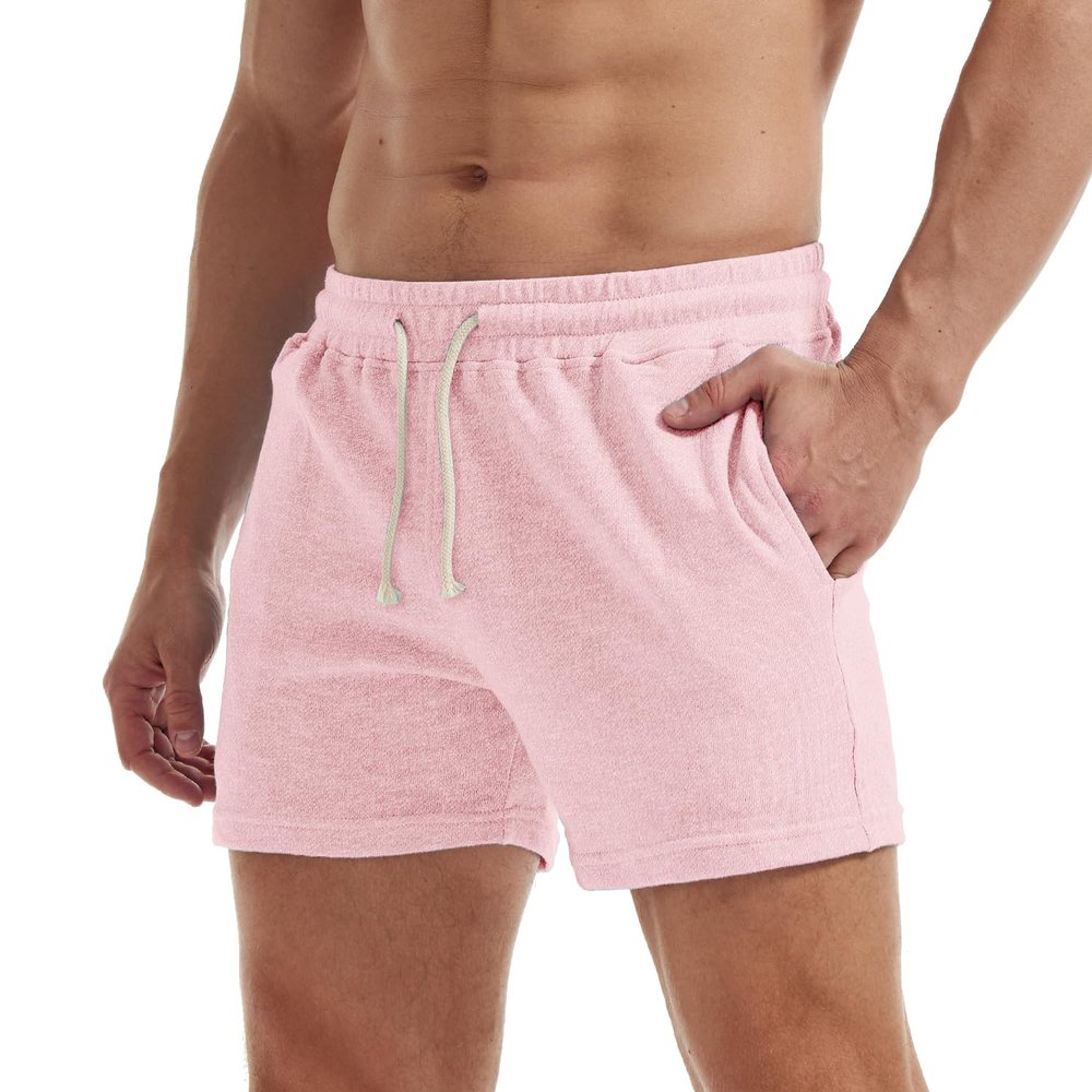 AIMPACT Mens Sweat Shorts 5 Inch Jogger Athletic Workout Shorts with Pockets (Pink L)