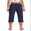 TARSE Womens Yoga Pants Plus Size Capris Stretch Workout Exercise Sweatpants Loose Sweat Crop Pants Pockets (NavyBlue,4XL) view 3