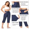 TARSE Womens Yoga Pants Plus Size Capris Stretch Workout Exercise Sweatpants Loose Sweat Crop Pants Pockets (NavyBlue,4XL) view 4
