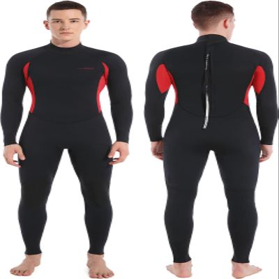 Dark Lightning Full Body Wetsuit Men and Women, 3/2mm Wet Suit Womens Mens Diving Surfing Snorkeling Kayaking Water Sports (Men - Red-3/2mm, XXX-Large)
