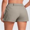 CRZ YOGA Women's Lightweight Mid Rise Hiking Shorts 4'' - Stretch for Athletic Summer Travel Outdoor Golf with Zip Pockets Cliff Ash Small view 2
