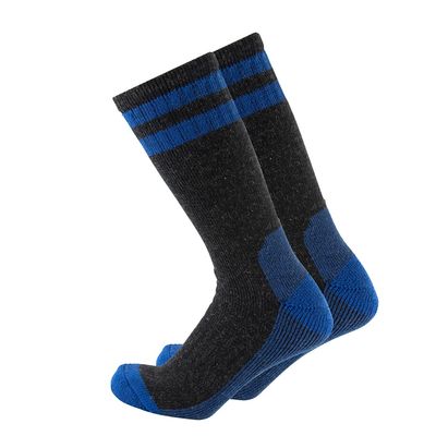 Cerebro Merino Wool Socks for Men, Cushioned Mid-calf Socks Moisture Wicking Men's Hiking Socks for Home, Trekking, Outdoors (1Pairs BlackBlue)