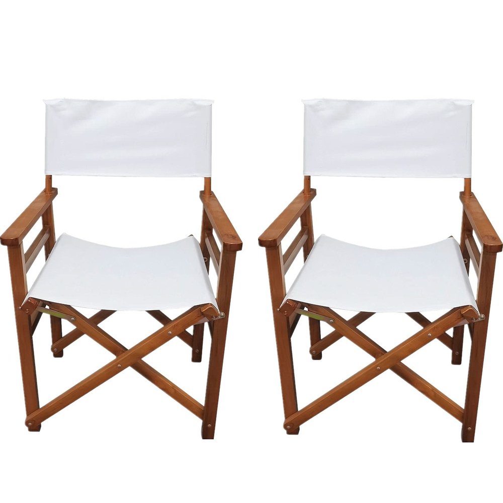FRITHJILL Wooden Director Chair, Canvas Folding Portable Chair, Outdoor Fish Camp Seat,Set of 2