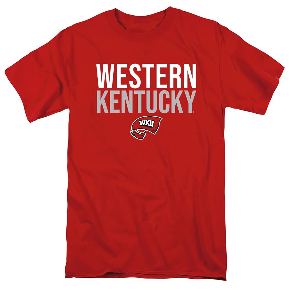 Western Kentucky University Official Stacked Unisex Adult T-Shirt, Red, 5X-Large