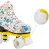 Classic Graffiti Roller Skates, Led Blinking Wheel Double-Row Skates, Comfortable and Breathable Sneakers for Boys and Girls,42-Whitedoesnotflash view 3