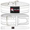 Dark Iron LG Fitness Weight Lifting Belt for Powerlifting Deadlift Training, Premium White Leather for Core Support Gym Strength Workout view 1