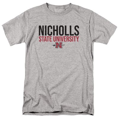 Nicholls State University Official Stacked Unisex Adult T-Shirt, Athletic Heather, 4X-Large