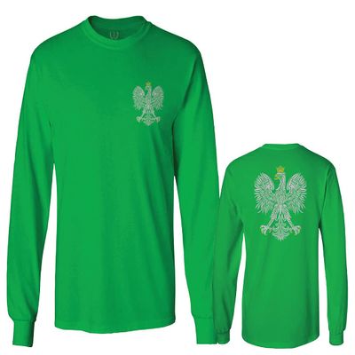 0083. Poland Pride Vintage Style Retro Polish Eagle Flag Polska Soccer Men's Long Sleeve t Shirt (Irish Green 2X Large)