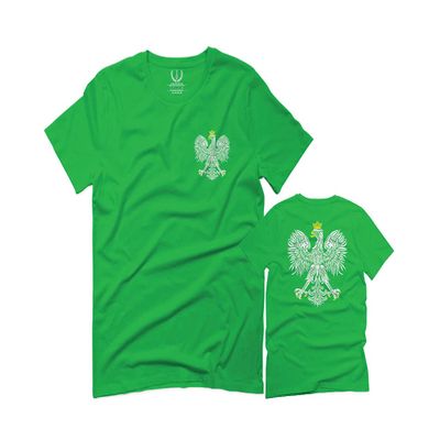 0083. Poland Pride Vintage Style Retro Polish Eagle Flag Polska Soccer for Men T Shirt (Irish Green 2X-Large)