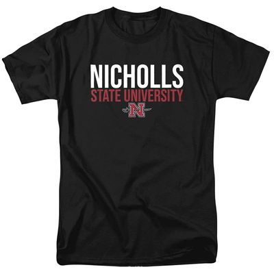 Nicholls State University Official Stacked Unisex Adult T-Shirt, Black, 4X-Large