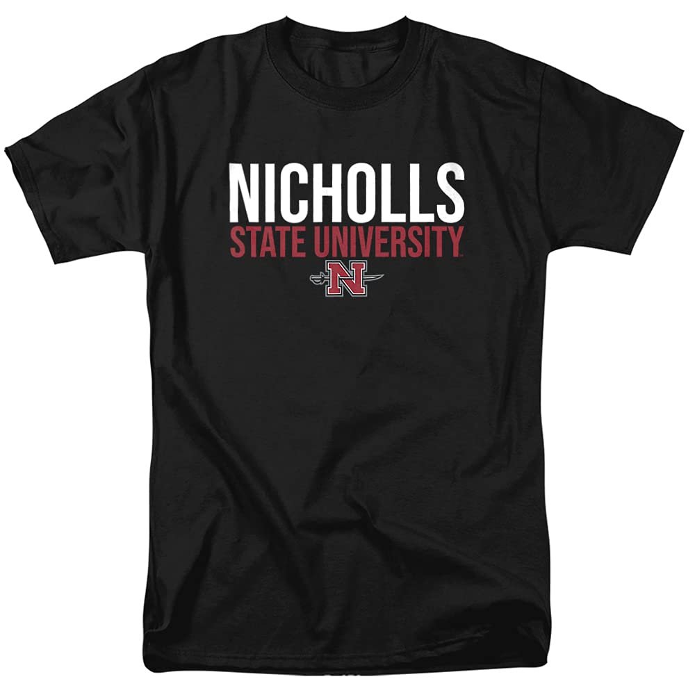 Nicholls State University Official Stacked Unisex Adult T-Shirt, Black, 4X-Large