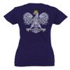 0083. Poland Pride Vintage Style Retro Polish Eagle Flag Polska Soccer for Women V Neck Fitted T Shirt (Navy Blue, X Small) view 3