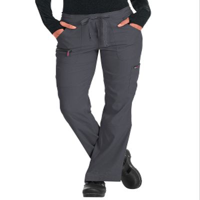 KOI Lite 721 Women's Peace Pant Contrast Waistband Pant Charcoal XXSP