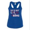Go All Out Small Royal Womens Let's Get Lit & Bang Funny 4th of July Fireworks Racerback Tank Top T-Shirt view 2