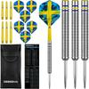 Dartfellas 22g 90% Tungsten Flag of Sweden Patriot X Steel Tip Dart Set, Flights & Shafts Included (2 Sets Each), w/Travel Case, 22 Grams view 1