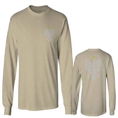 0083. Poland Pride Vintage Style Retro Polish Eagle Flag Polska Soccer Men's Long Sleeve t Shirt (Beige 2X Large)