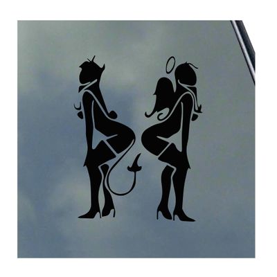 Angel and Devil Girls Vinyl Sticker Decal BDSM S&M Kinky Love Master Submissive Safe Word
