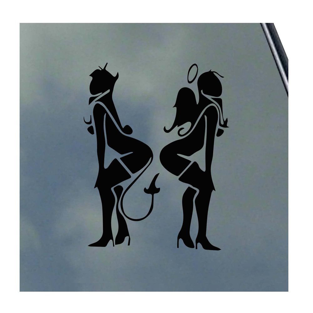 Angel and Devil Girls Vinyl Sticker Decal BDSM S&M Kinky Love Master Submissive Safe Word