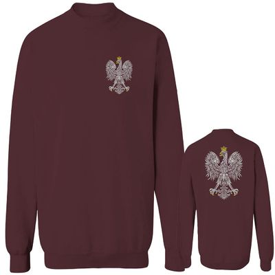 0083. Poland Pride Vintage Style Retro Polish Eagle Flag Polska Soccer Men's Crewneck Sweatshirt (Maroon Medium)