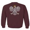 0083. Poland Pride Vintage Style Retro Polish Eagle Flag Polska Soccer Men's Crewneck Sweatshirt (Maroon Medium) view 3