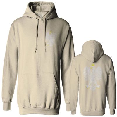 0083. Poland Pride Vintage Style Retro Polish Eagle Flag Polska Soccer Sweatshirt Pullover Hoodie (Beige X-Large)