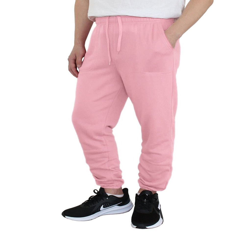AIRNINE Men's Lightweight Fleece Joggers Sweatpants (S to 6XL) (Pink_S78, 3X-Large, 3X_l)
